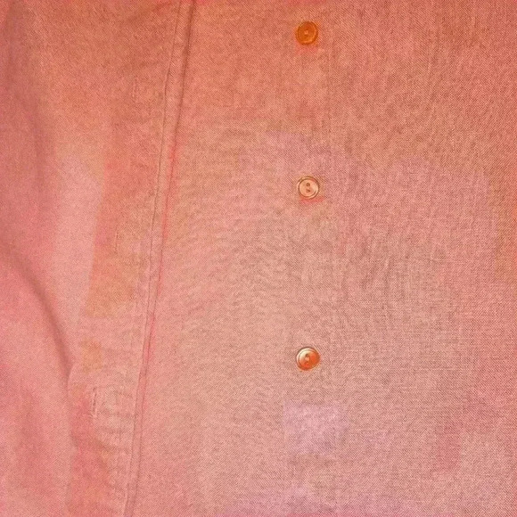 Women's 100% Linen Button Down   Collared Shirt Light Coral - Picture 10 of 11